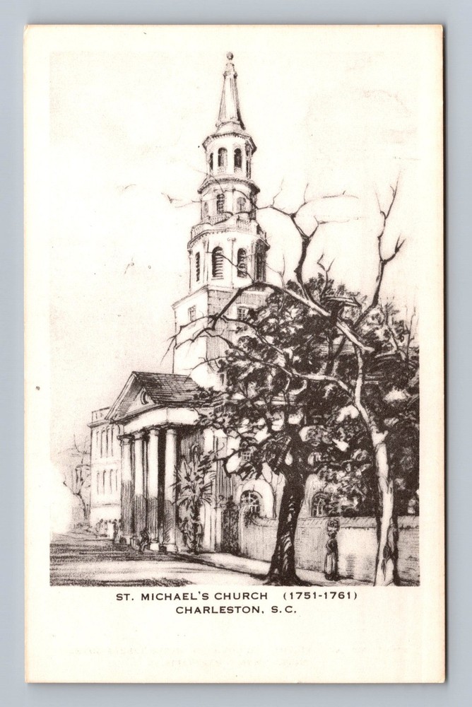 Charleston SC-South Carolina St Michaels Church Vintage Postcard