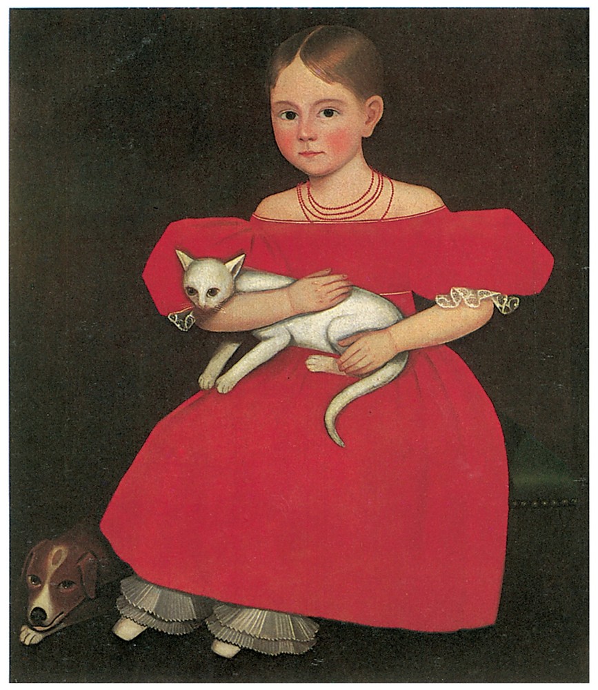 Wall Decor Poster. Little girl with pets. Animal Art design. Room art. 1584