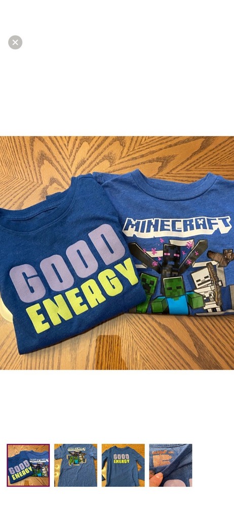 Cat & Jack Boys Minecraft Blue Graphic T-Shirt Size S (6/7) Short Sleeve