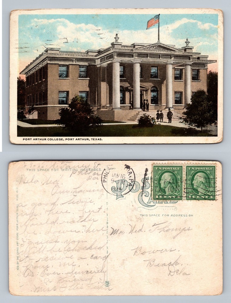 Port Arthur, TX-Texas, College Classical Building c1913 PC Vintage Postcard