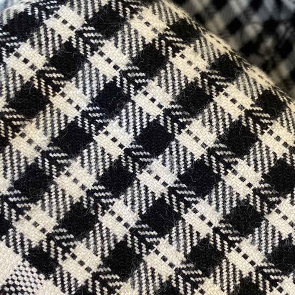 SOFT UNUSED vintage black check plaid fabric material Suiting clothing