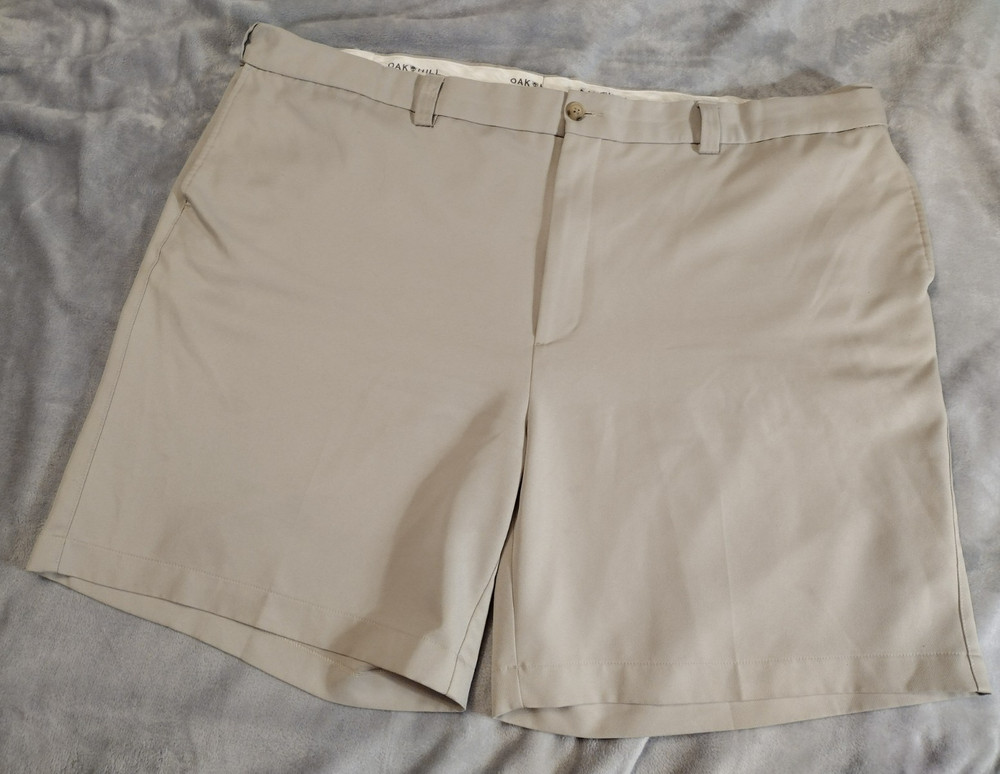 Oak Hill Men's Khaki Microfiber Wrinkle Resistant Shorts Size 52 Travel Wear
