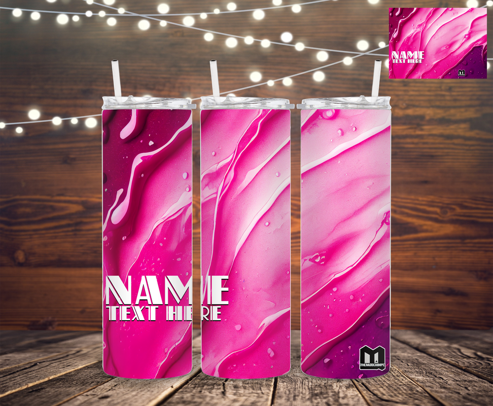Pink 20oz Skinny Tumbler with Custom Name and Straw Sublimation