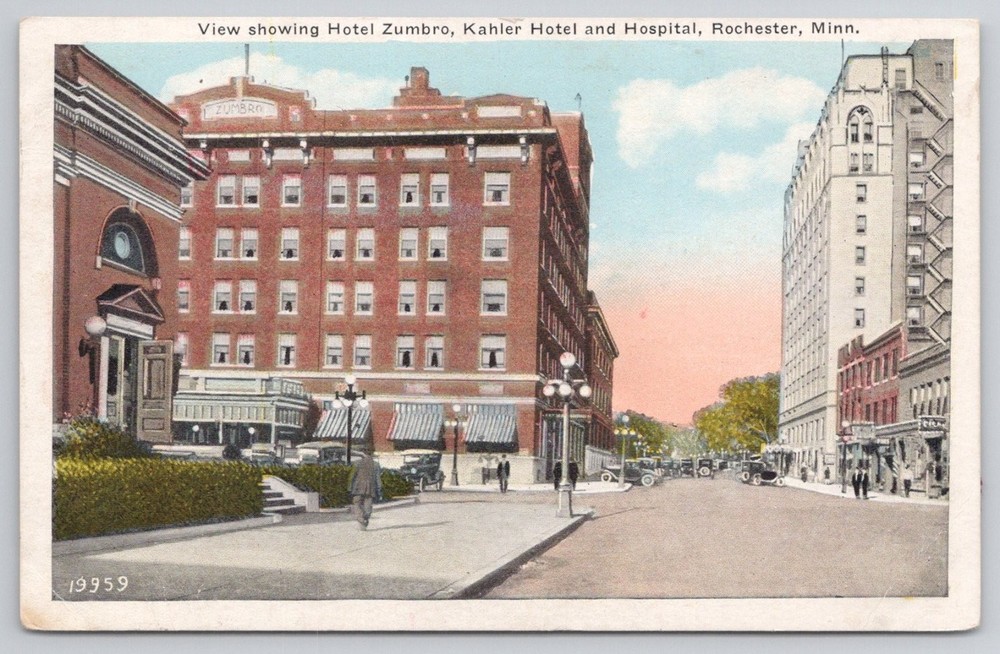 Hotel Zumbro Kahler Hospital Rochester MN Vintage Postcard