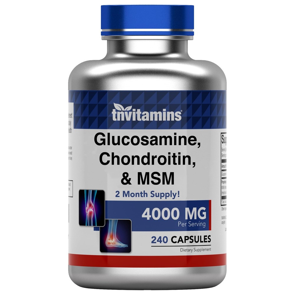 tnvitamins Glucosamine Chondroitin & MSM 4000 MG x 240 Capsules for Men & Wom...