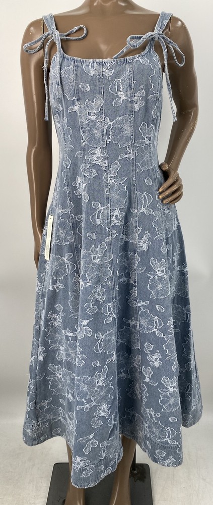 En Saison Womens Midi Dress Medium Denim Blue Size S Opal Square Neckline