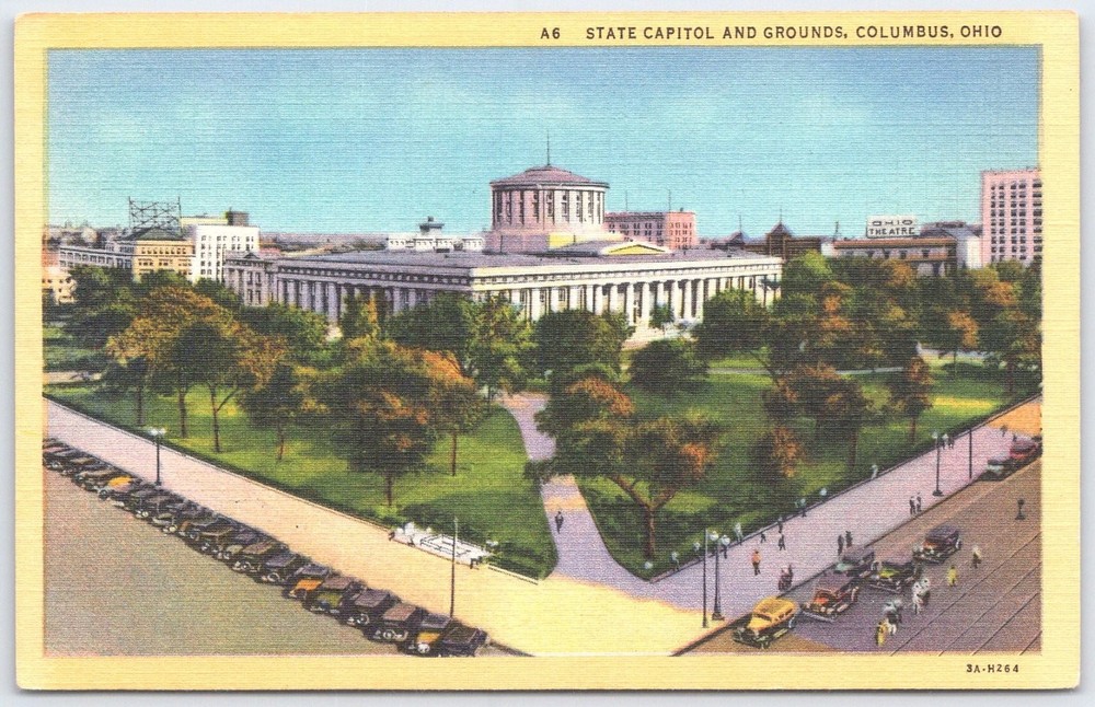 Columbus Ohio State Capitol Building & Grounds Vintage Linen Postcard