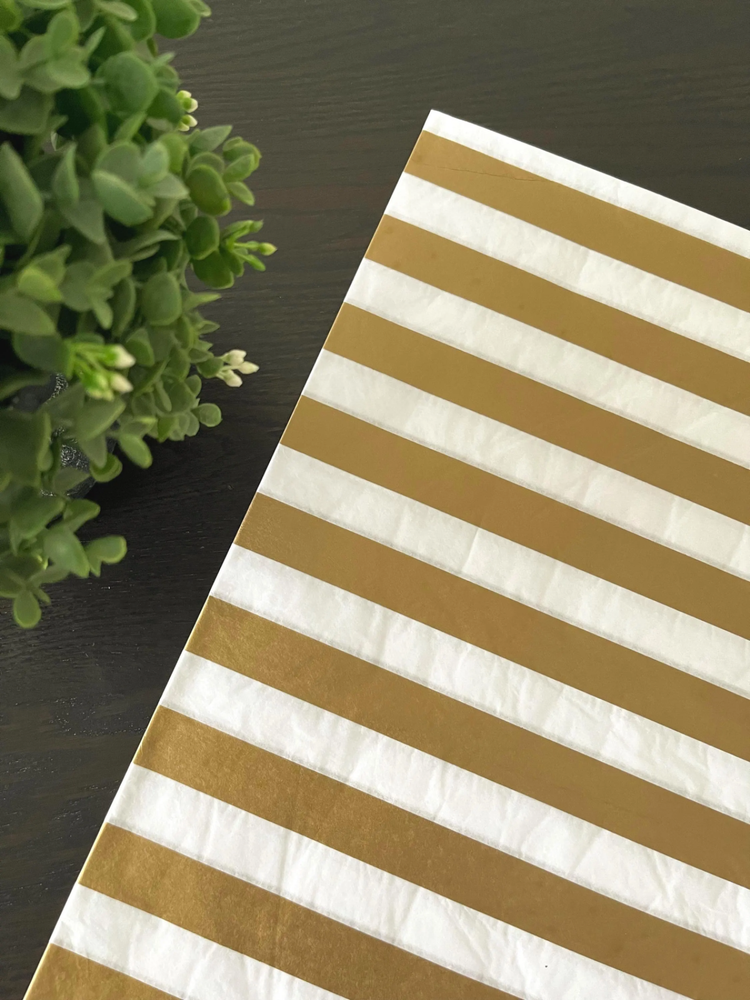 GOLD METALLIC STRIPES Design Tissue Paper Sheet Choose Size & Package Amount