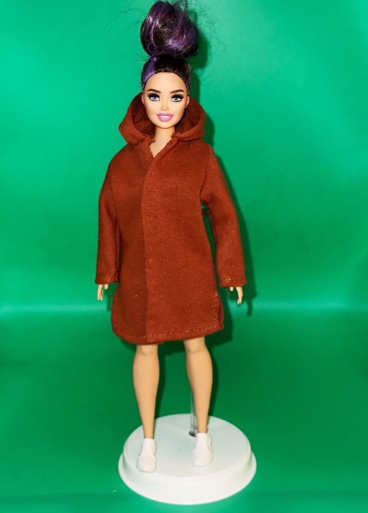 Hand-sewn Hoody Dress With Markings  For Barbie Doll ( Curvy Doll )