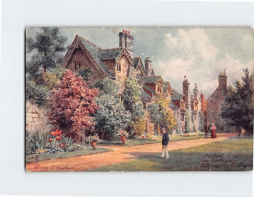 Postcard The Cottages Worcester College Oxford England