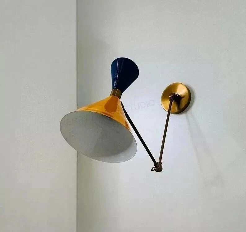 1950s Mid-Century Modern Brass Wall Sconce | Italian Sputnik Light Fixture