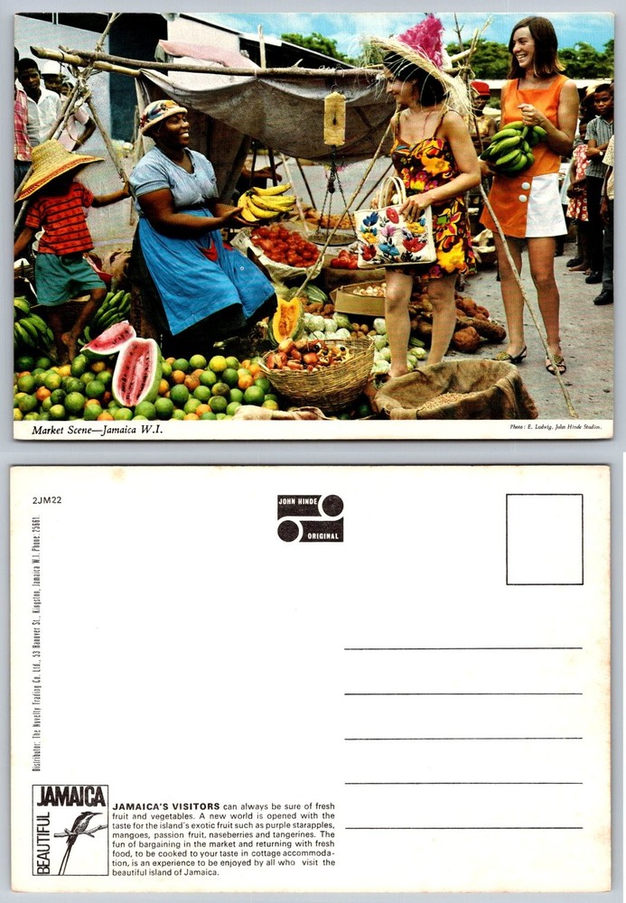 Jamaica Market Scene Postcard John Hinde Studio Vintage Fruit Vendor 1960s 70s
