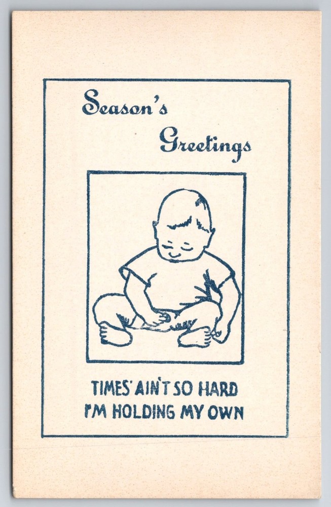 Vintage Season's Greetings Humorous Baby Postcard 