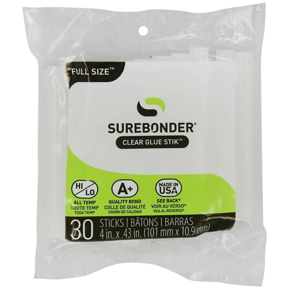 Surebonder All Purpose Clear 4-inch Full Size Hot Glue Sticks - 30 Pack