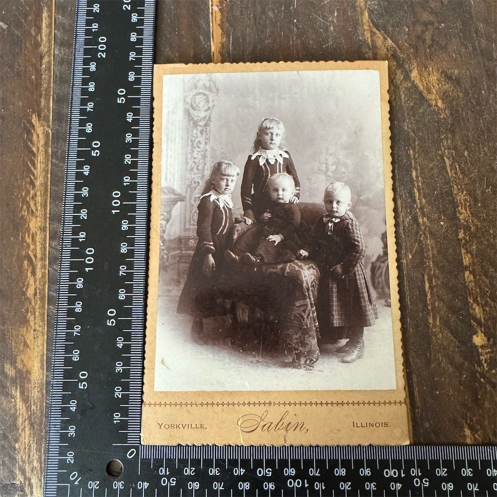 Antique Children Card Photo Studio Portrait  Yorkville IN
