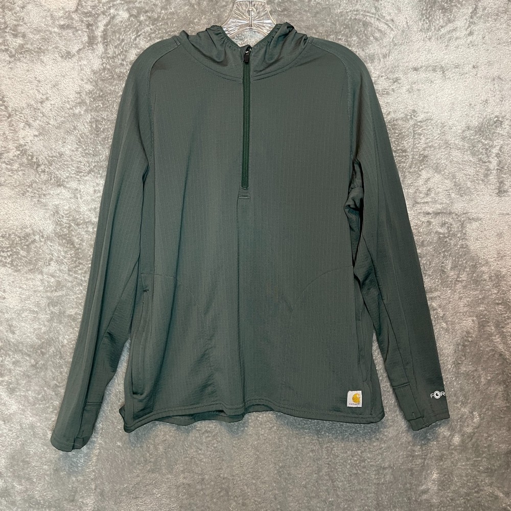 Carhartt Force Women Relaxed Fit 1/2 Zip Tech Performance Hooded T Shirt XL