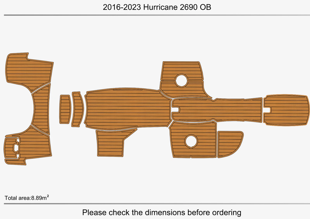 2022 Hurricane 2690 Swim Platform Cockpit Pads EVA Foam Faux Teak Deck Floor Mat
