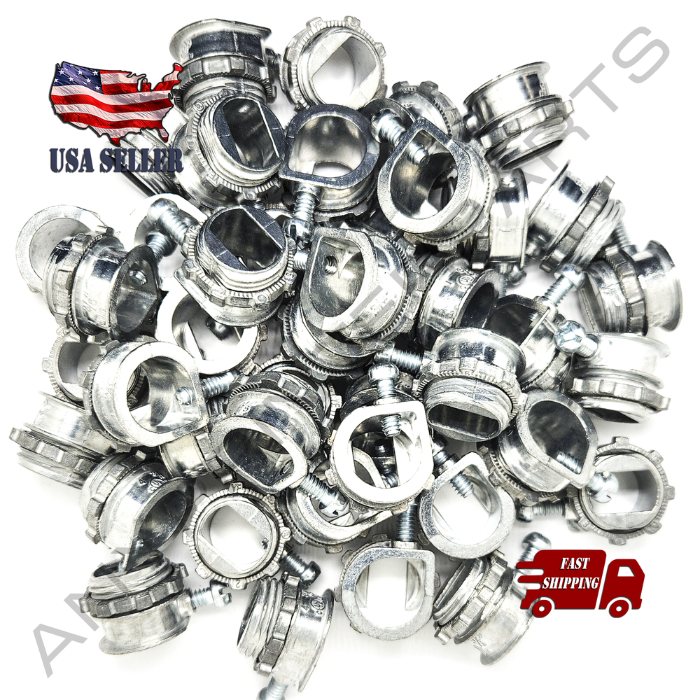Bulk 100 pcs 3/8 in Flexible Metal Conduit (FMC) AC (BX) Set Screw Box Connector-image