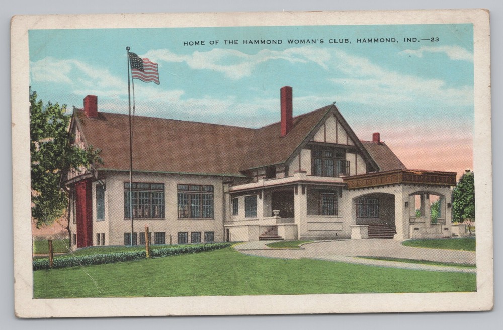 State View~Home of Hammond Womans Club Hammond Indiana~Vintage Postcard