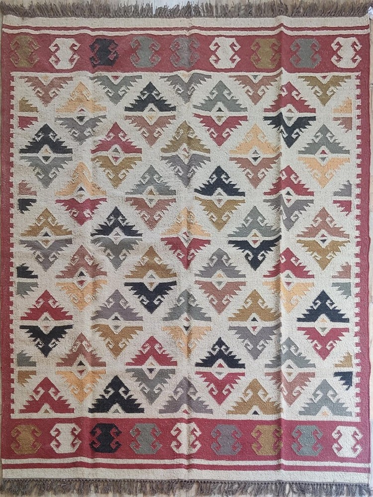 Hand Knotted Wool Jute Kilim Rug Color Multicolor Handmade Design Carpet Rug