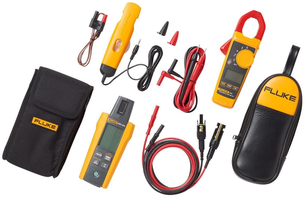 Fluke 324-IRR-PVLD1 Solar Kit with True RMS clamp meter, irradiance meter, and