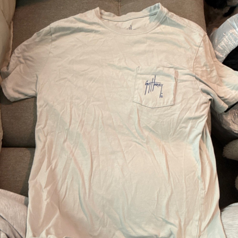Guy Harvey Men's White Short Sleeve Crew Neck Pocket Fish Graphic T-Shirt M