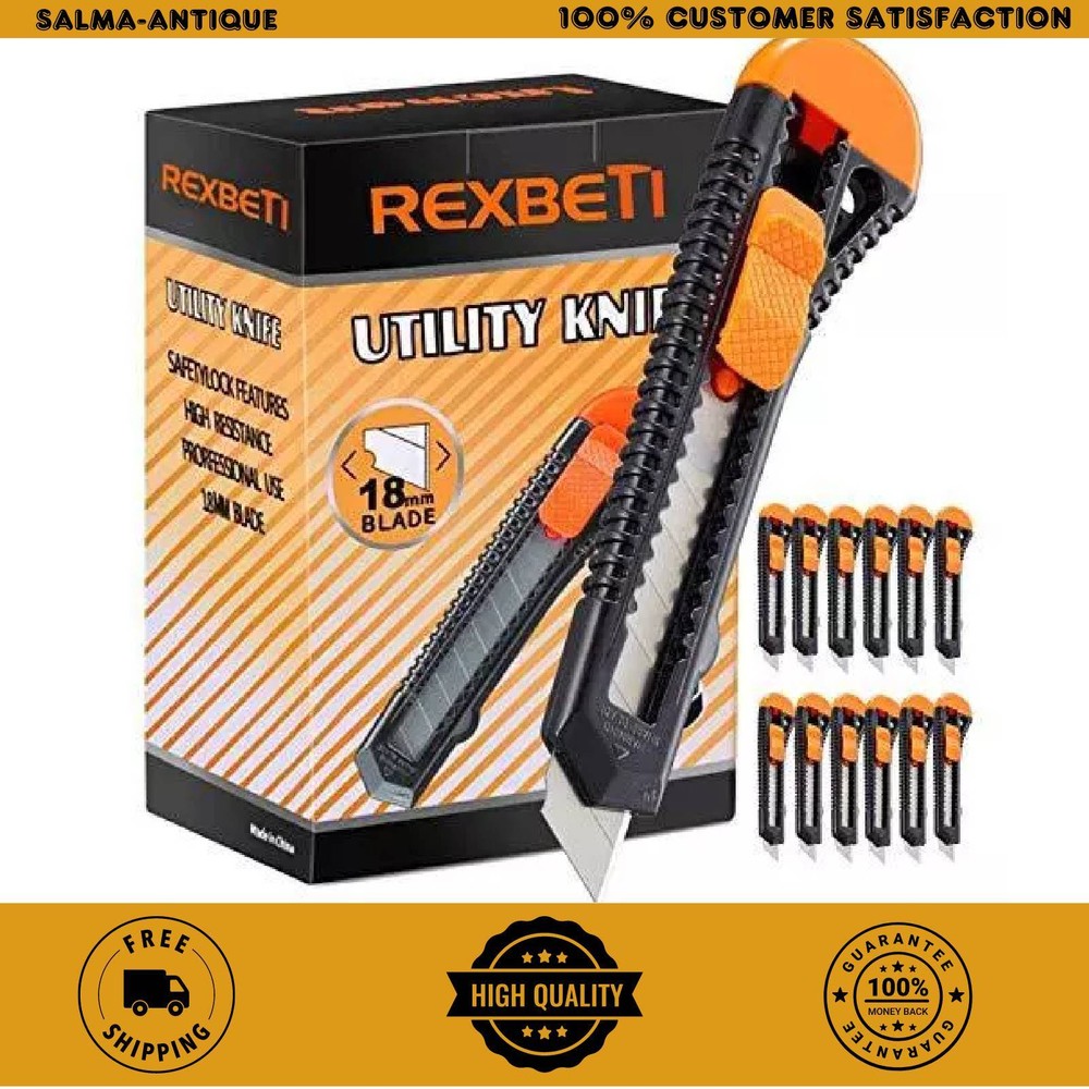 12-Pack Utility Knife, Retractable Box Cutter for Cartons, Cardboard and Boxe...