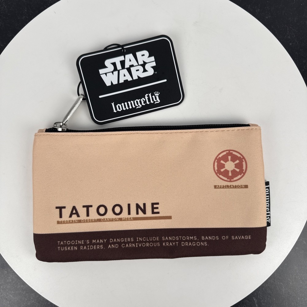 NWT Star Wars Loungefly Tatooine Nylon Zip Pouch Wallet Pencil Pouch Bag Disney