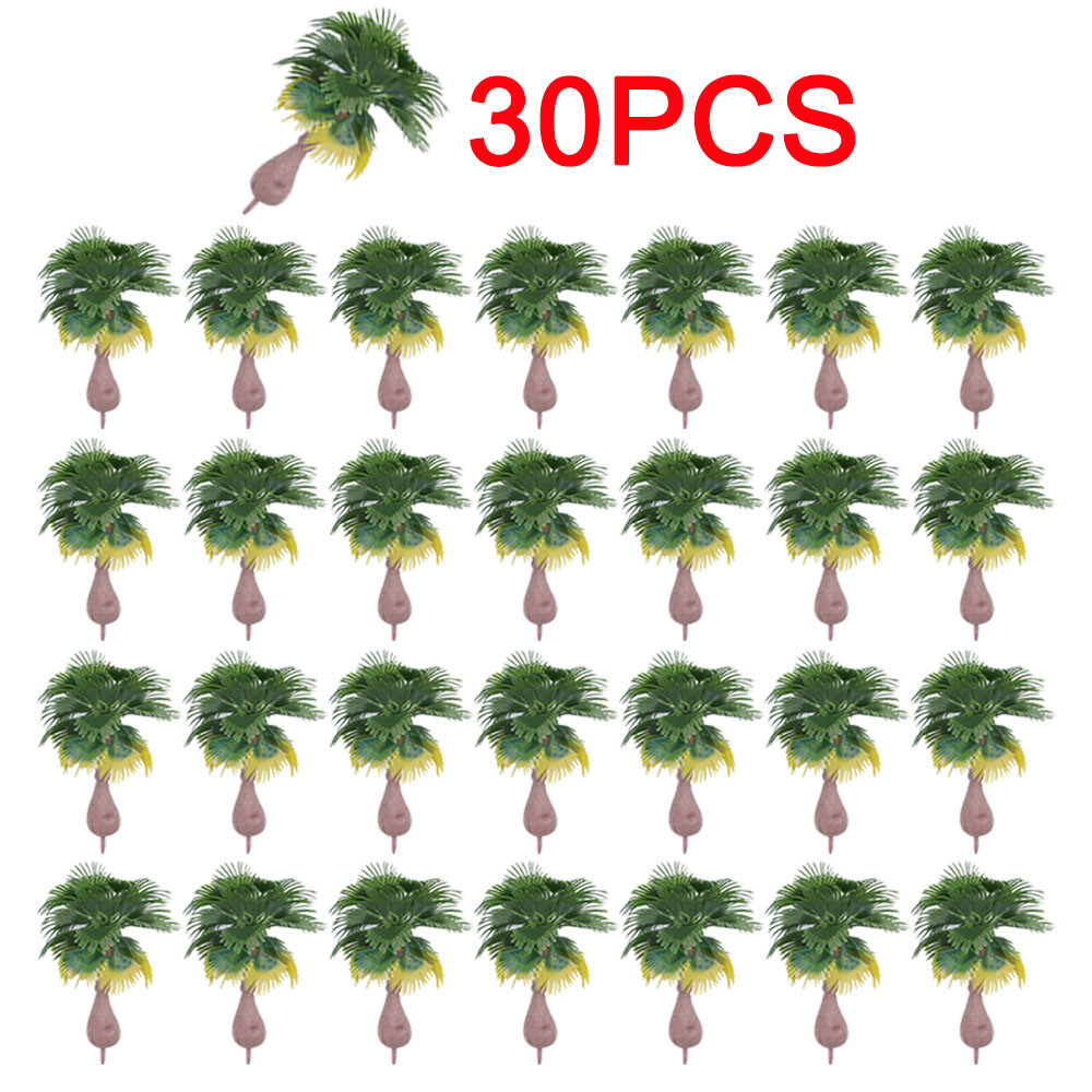 30Pcs 1:100-1:300 Scale Model Train Palm Trees for Tropical Forest Landscapes
