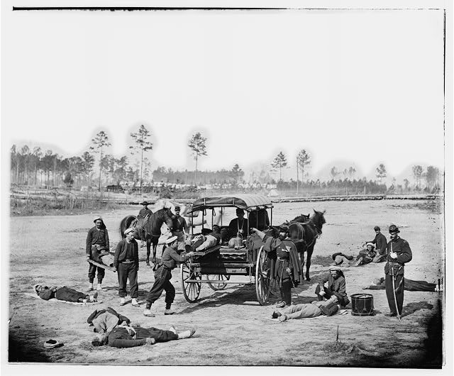 Unknown Location Zouave Ambulance Crew Civil War Wounded Removal 1860s