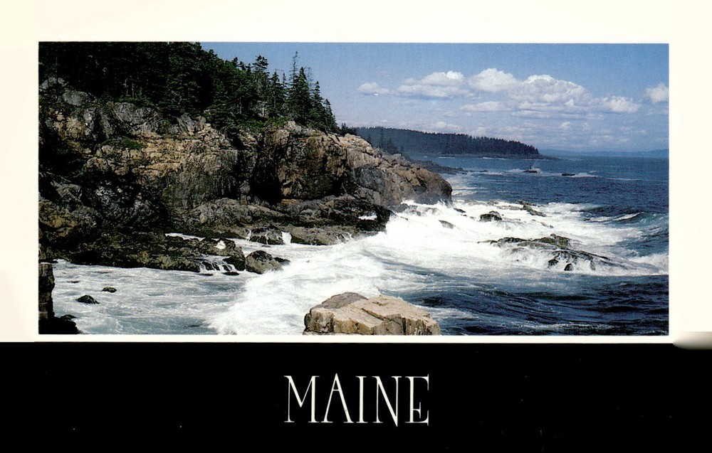 1984 Acadia National Park Maine Ocean Drive Chrome Color Photo Postcard-image