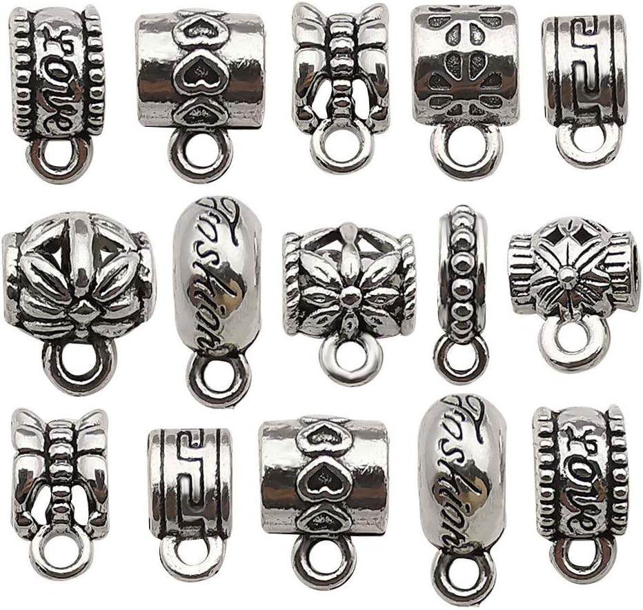 100 pcs Clasp Bail beads Charms,Bail Tube Beads, Loose Spacer Bead,Bead