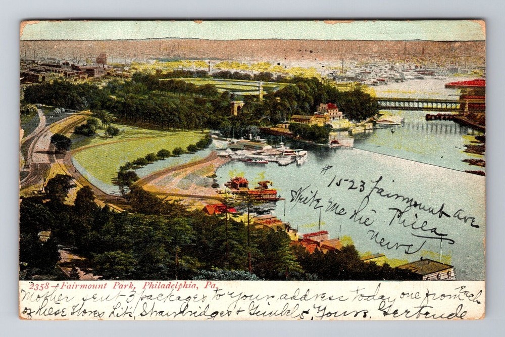Philadelphia PA-Pennsylvania, Aerial Fairmount Park, Vintage c1907 Postcard