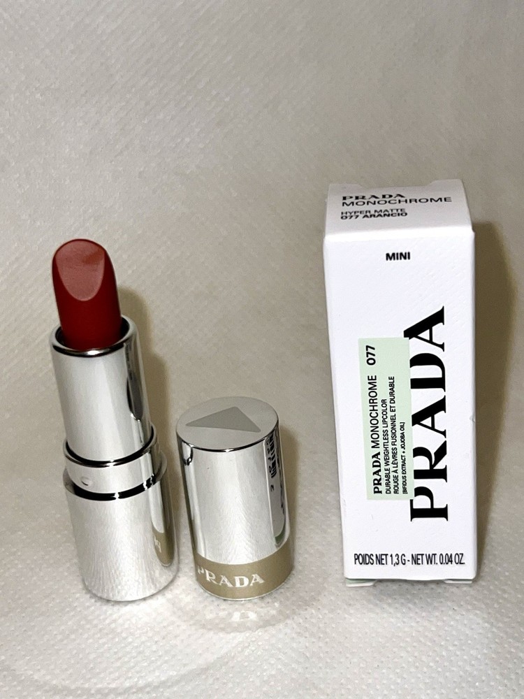 Prada Beauty Mini Monochrome Hyper Matte Lipstick O77 Arancio NIB