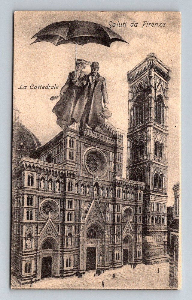 Italy- Florence Greetings From The Cathedral Souvenir Old Post Vintage Postcard