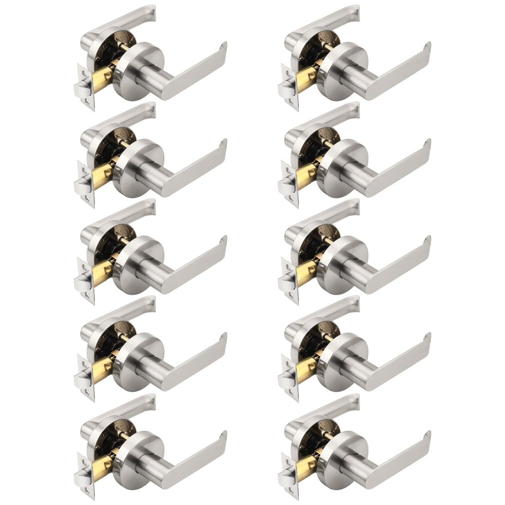 10 Pack Satin Nickel Closet Door Lock, Keyless Door Levers, Passage Door Hand...