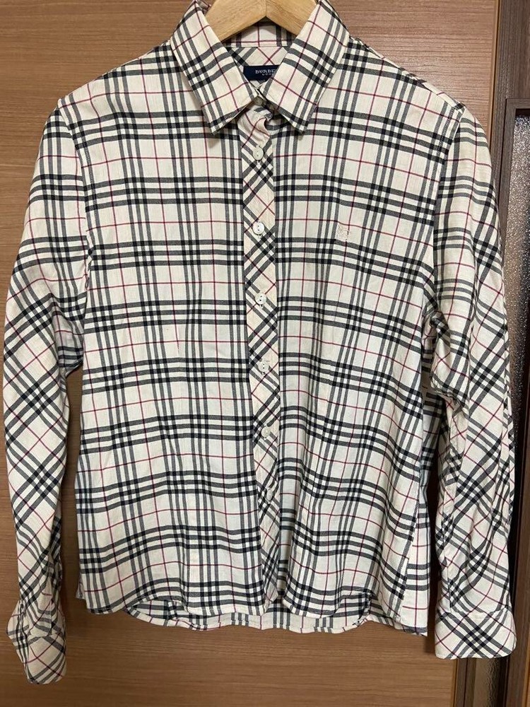 Burberry London Nova Check Long Sleeve Shirt Light Beige Women Size M Used