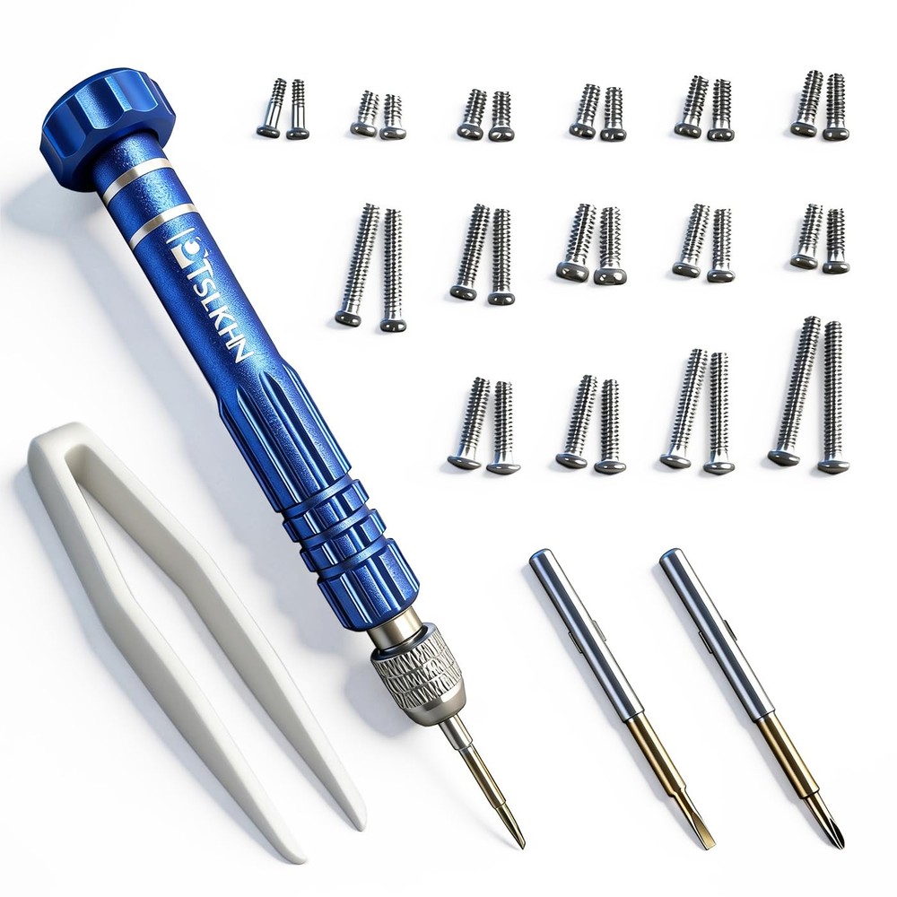 Eye Glass Repairing Kit, S2 Steel Screwdriver with 15 Types of Screws, Precis...