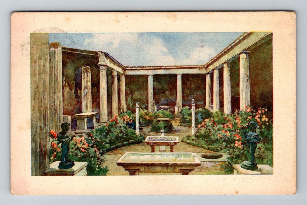 Italy- Pompei Domus House Of The Vettii Survived Eruption Vintage c1927 Postcard