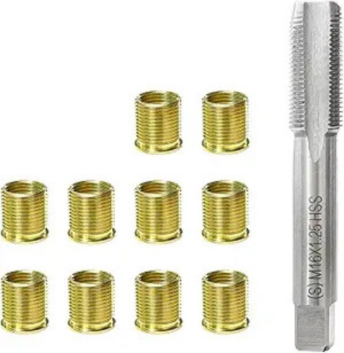 Spark Plug Thread Repair Kit, M14×1.25 Inserts & M16x1.25 Tap Stainless Steel T