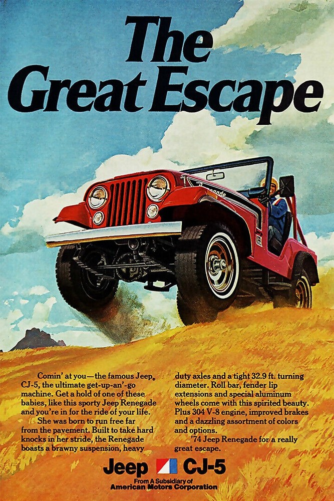 366327 Jeep CJ-5 Great Escape Vintage Car Advertising Art Print Poster