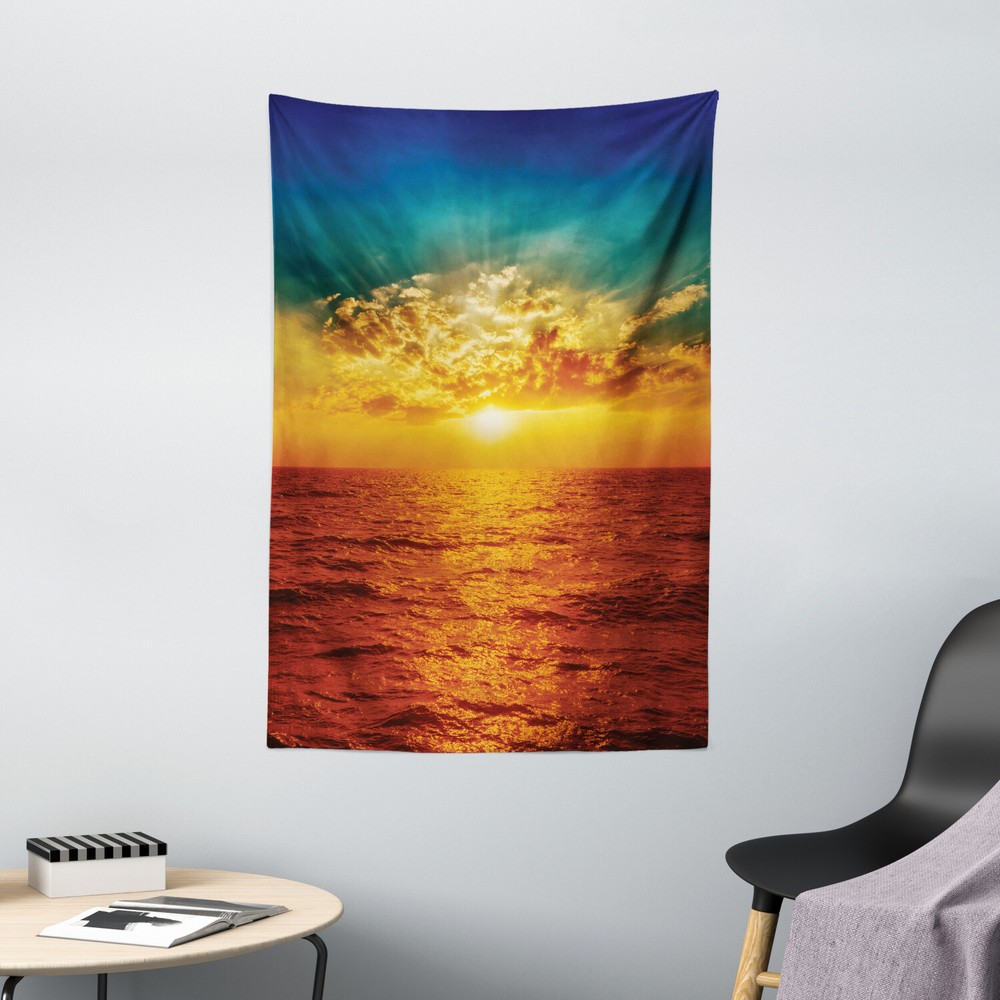 Exotic Tapestry Sunset Seaside Clouds Print Wall Hanging Decor