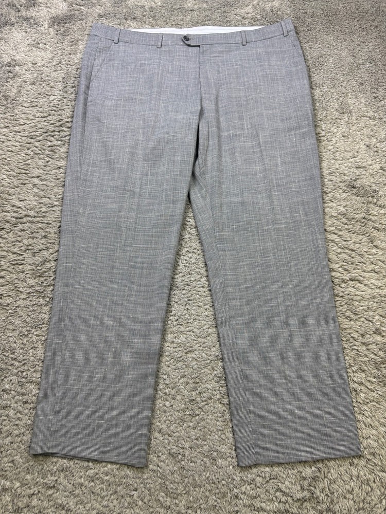 Men's 40x30 Heather Gray Wool-Linen Blend Ballin Pants Comfort EZE Career Trousers