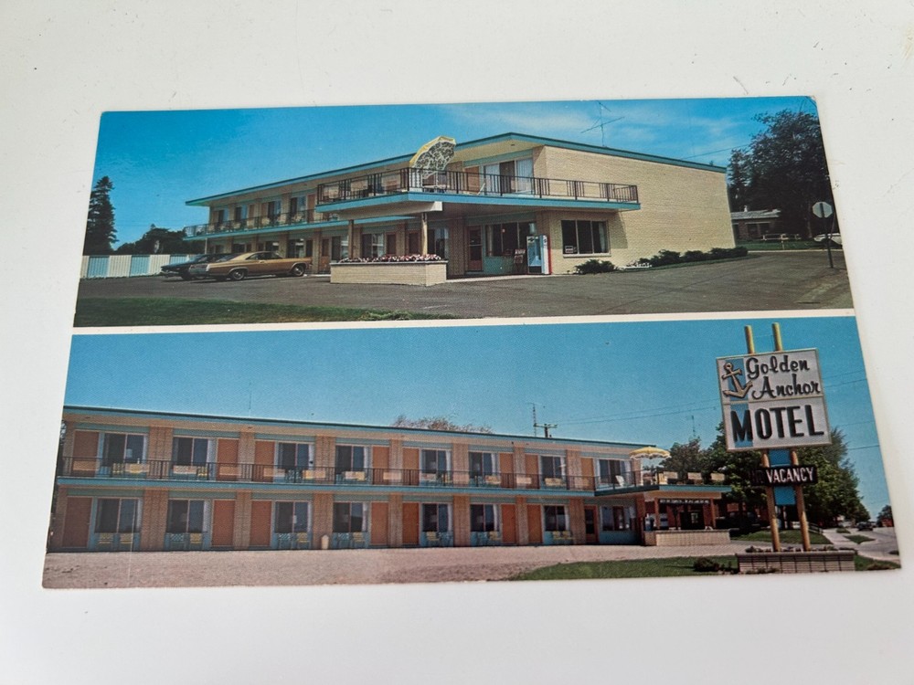 Golden Anchor Motel St Ignace Michigan Postcard