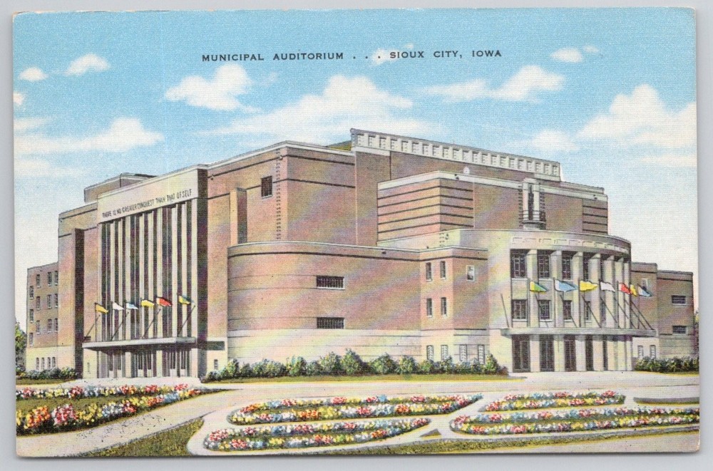 Sioux City Iowa Municipal Auditorium 1950s Natural Color Postcard