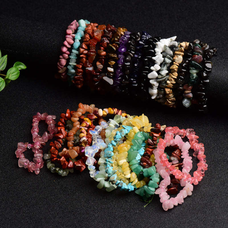 Natural Quartz Crystal Chip Bead Stretch Bracelet Energy Gemstone Bangle Healing