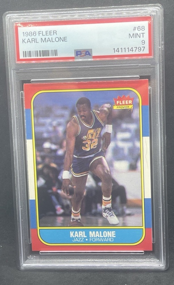1986-87 Fleer - Karl Malone #68 (RC) Psa 9