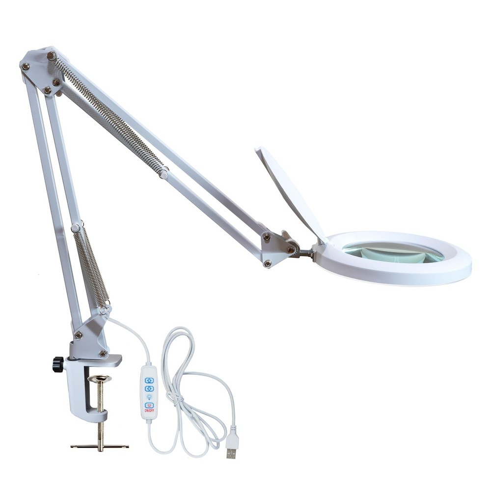 LED Magnifying Lamp with Clamp, 5D Magnification, 120 SMD LEDs, 12W