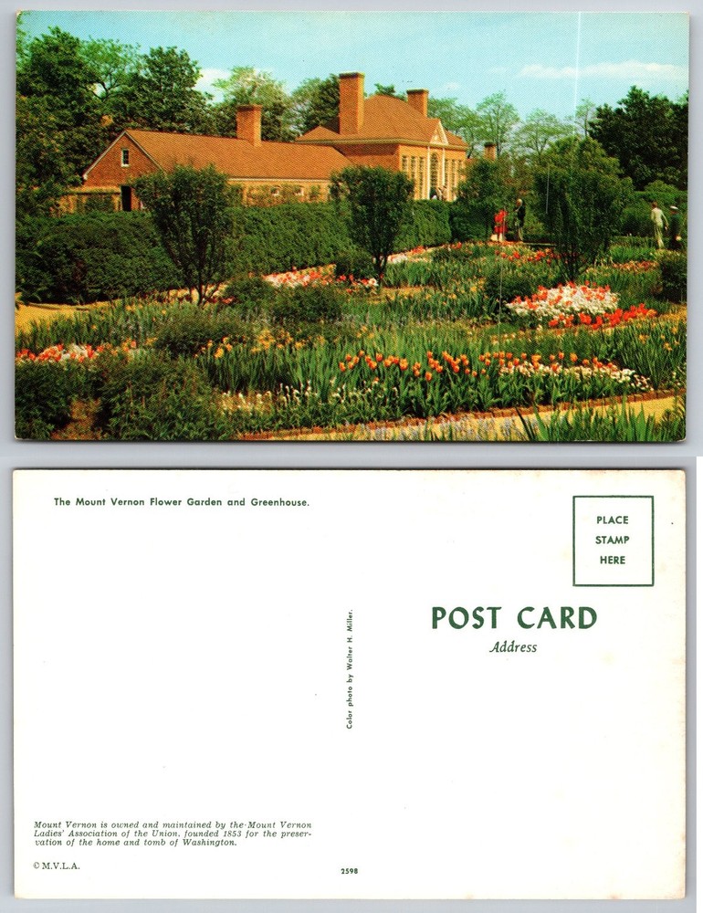 Mount Vernon Flower Garden & Greenhouse Postcard VA Walter H. Miller Photo