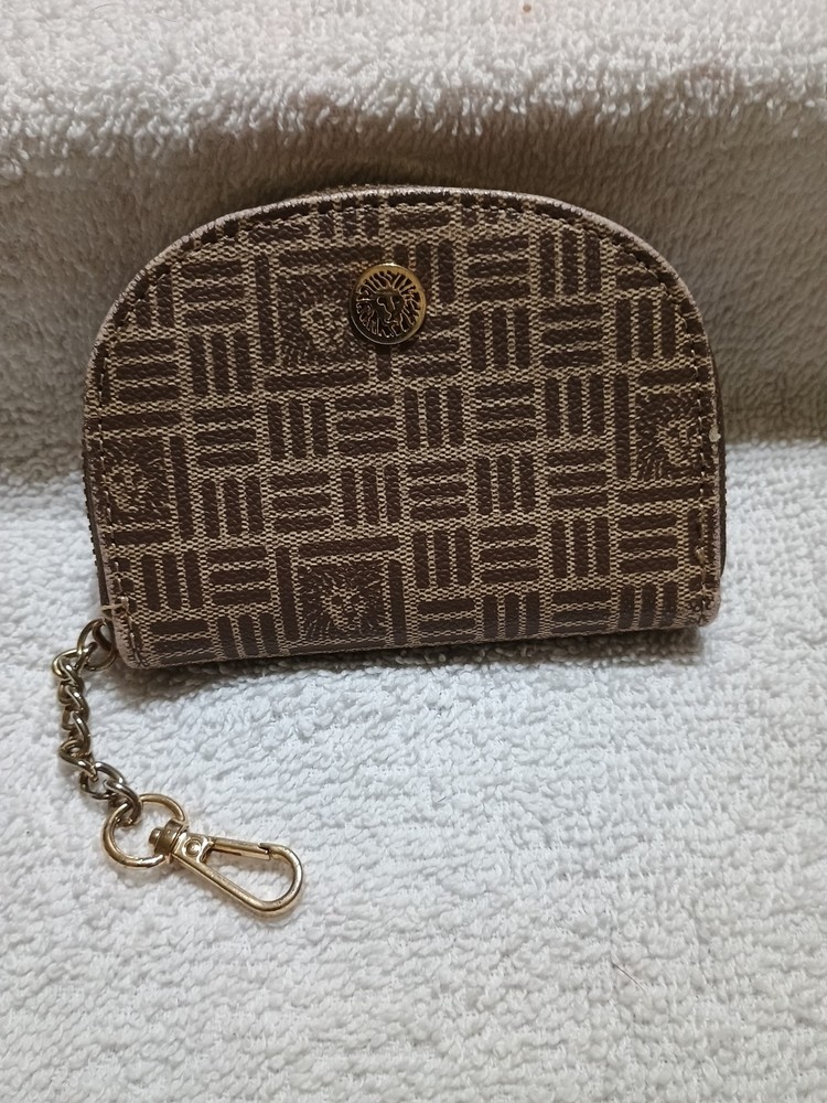 Anne Klein Brown Small Wallet W/ Gold Zipper Credit Card Coin Holder Mini Clutch